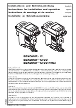 BEKOMAT 12 Instructions For Installation And Operation Manual preview