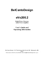 Предварительный просмотр 1 страницы Bel Canto eVo200.2 User'S Manual And Operating Information