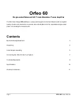 Предварительный просмотр 2 страницы Bel Canto orfeo 60 User'S Manual And Operating Information