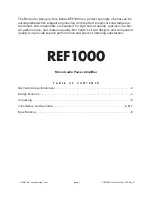 Предварительный просмотр 2 страницы Bel Canto REF1000 User'S Manual And Operating Information