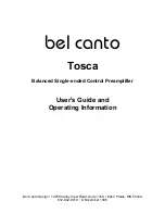 Bel Canto tosca User'S Manual And Operating Information предпросмотр