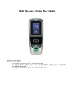 Belco Multi-Biometric Quick Start Manual предпросмотр