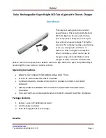 Belifal Rechargeable Solar Tube Light User Manual preview