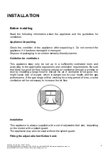 Предварительный просмотр 8 страницы Bellini BFG609W Installation & Operation Instructions