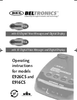 Preview for 1 page of Beltronics Express 916 Operating Instructions Manual