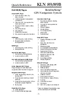 BENDIXKing KLN 89 Quick Reference preview