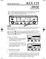 Предварительный просмотр 1 страницы BENDIXKing KLX 135 Quick Reference