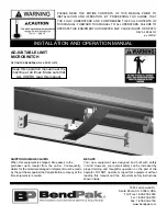 Preview for 1 page of BendPak 5900181 Installation And Operation Manual