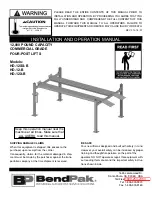 BendPak HD-12-B Installation And Operation Manual preview