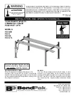 Preview for 1 page of BendPak HD-14 Installation And Operation Manual