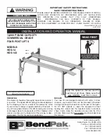 Preview for 1 page of BendPak HDS-14 Installation And Operation Manual