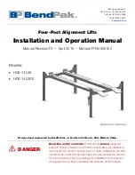 Предварительный просмотр 1 страницы BendPak HDS-14LSX Hardware Installation And Operation Manual