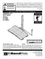 Предварительный просмотр 1 страницы BendPak PL-6000 Installation And Operation Manual