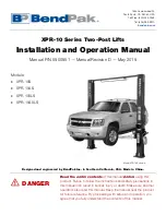 BendPak XPR-10 Series Installation And Operation Manual preview