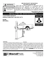 BendPak XPR-12FDL Installation And Operation Manual preview