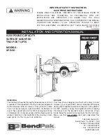 Preview for 1 page of BendPak XPR-9D Series Installation And Operation Manual