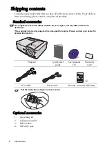 Предварительный просмотр 8 страницы BenQ 9H.J1P77.Q4A - DLP Short Throw SVGA 2500 User Manual