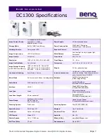 Preview for 7 page of BenQ DC 1300 Specifications