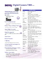 Preview for 1 page of BenQ DC T800 Specification Sheet