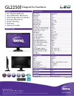 Preview for 1 page of BenQ GL2250 Specifications