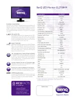 Preview for 2 page of BenQ GL2750HM Specifications