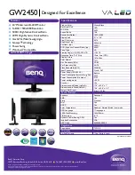 BenQ GW2450 Specifications предпросмотр