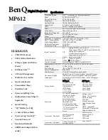 BenQ mp612 Specifications preview