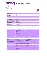 Preview for 1 page of BenQ MS500H Specifications