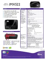 Preview for 1 page of BenQ MX522 Specifications