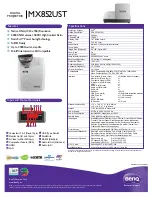 Предварительный просмотр 1 страницы BenQ MX852UST Specifications