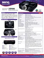 Предварительный просмотр 1 страницы BenQ SP890 Datasheet