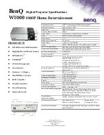 Preview for 1 page of BenQ W1000 Specifications
