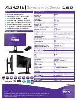 BenQ XL2420TE Limited Warranty preview