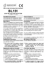 Preview for 1 page of Bentel Security BL151 Manual