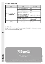 Preview for 16 page of Beretta 20049186 Installer, Technical Assistance Centre And User Manual