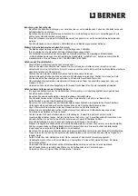 Preview for 3 page of Berner 052872 Instruction Manual/Safety Instruction