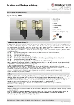 Предварительный просмотр 1 страницы BERNSTEIN SHS3 KA Series Installation And Operating Instructions Manual