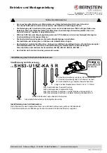 Предварительный просмотр 2 страницы BERNSTEIN SHS3 KA Series Installation And Operating Instructions Manual