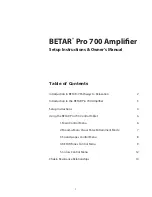 Preview for 3 page of BETAR Pro 700 Amplifier Setup Instructions Owner'S Manual