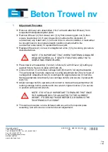 Preview for 13 page of Beton Trowel RIDE ON BT900 2PFH Instruction Manual