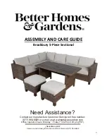 Предварительный просмотр 1 страницы Better Homes and Gardens Brookbury 5-Piece Sectional Assembly And Care Manual