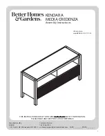 Предварительный просмотр 1 страницы Better Homes and Gardens KENDARA MEDIA CREDENZA BH18-021-199-14 Assembly Instructions Manual