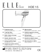 Preview for 1 page of Beurer Elle HDE 15 Instructions For Use Manual