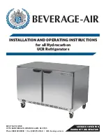 Beverage-Air UCR Series Installation And Operating Instructions Manual предпросмотр