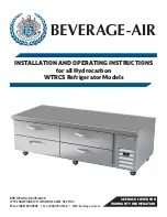 Preview for 1 page of Beverage-Air WTRCS Series Installation And Operating Instructions Manual