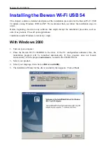 Предварительный просмотр 5 страницы BeWAN Wi-Fi USB 54 User Manual