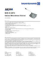 Preview for 1 page of Beyerdynamic MCS-D 2074 Specification Sheet