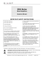 Предварительный просмотр 1 страницы Biamp MXA Series Operation Manual