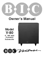 Preview for 1 page of BIC Venturi V-80 Owner'S Manual