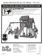 Предварительный просмотр 1 страницы Big Backyard Kingswood Play System F23310 Installation And Operating Instructions Manual